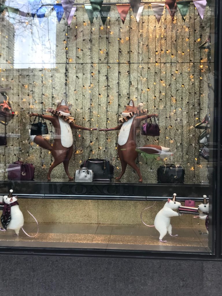 Fox and mice store front decorations